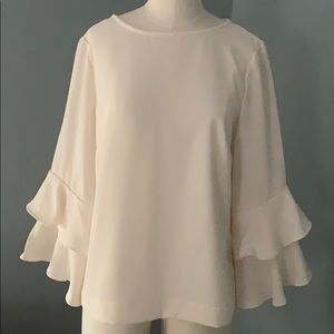 JCrew ivory flare sleeve blouse